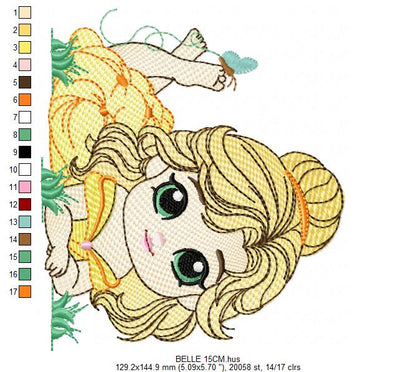 Belle embroidery designs - Disney Princess machine embroidery patterns - Baby girl file - Instant digital download pes jef dst exp hus vp3 - Marcia Embroidery