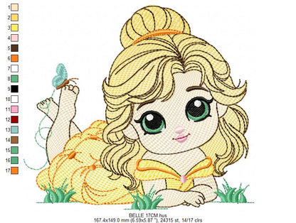 Belle embroidery designs - Disney Princess machine embroidery patterns - Baby girl file - Instant digital download pes jef dst exp hus vp3 - Marcia Embroidery