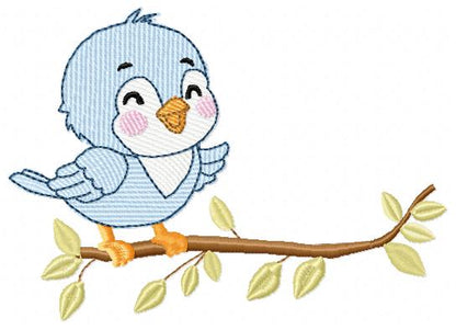 Bird embroidery design - Baby Boy Bird machine embroidery pattern - Family Couple with flowers file - Instant digital download pes jef