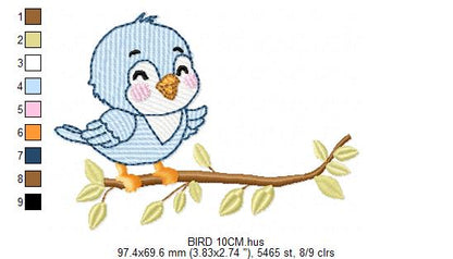 Bird embroidery design - Baby Boy Bird machine embroidery pattern - Family Couple with flowers file - Instant digital download pes jef