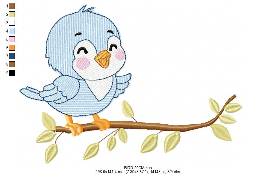 Bird embroidery design - Baby Boy Bird machine embroidery pattern - Family Couple with flowers file - Instant digital download pes jef