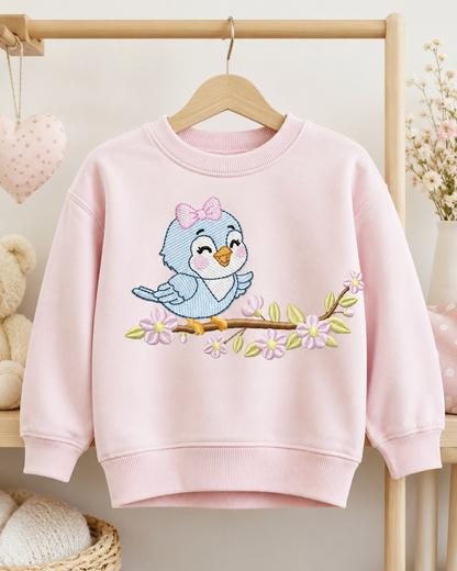 Baby Girl Bird embroidery designs - Family Bird machine embroidery pattern - Family with flowers file - Instant digital download pes jef