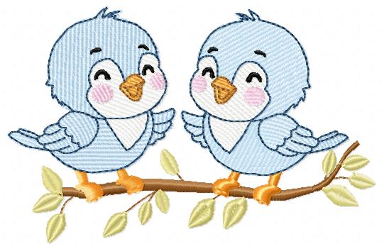 Birds embroidery design - Bird Brothers machine embroidery pattern - Family Couple with flowers file - Instant digital download pes jef