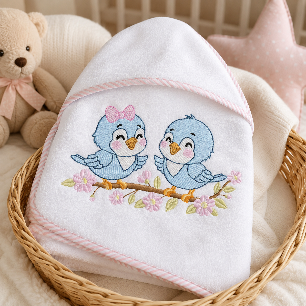 Birds embroidery design - Bird Brother and Sister machine embroidery pattern - Family Couple with flowers file - Instant digital download pes jef