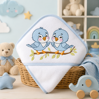 Birds embroidery design - Bird Brothers machine embroidery pattern - Family Couple with flowers file - Instant digital download pes jef