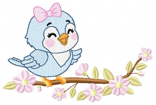 Baby Girl Bird embroidery designs - Family Bird machine embroidery pattern - Family with flowers file - Instant digital download pes jef
