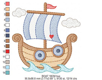 Sail Boat embroidery designs - Sailboat machine embroidery pattern - Nautical Baby boy file - Instant digital download pes jef dst hus vp3 (Copy) Marcia Embroidery