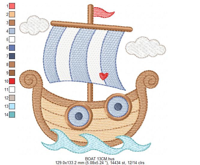 Sail Boat embroidery designs - Sailboat machine embroidery pattern - Nautical Baby boy file - Instant digital download pes jef dst hus vp3 (Copy) Marcia Embroidery