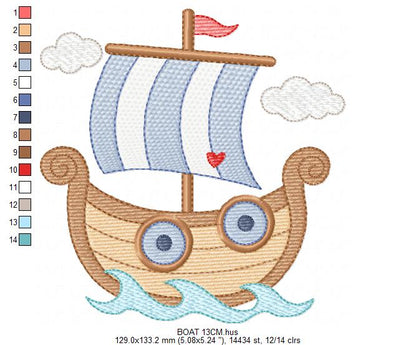 Sail Boat embroidery designs - Sailboat machine embroidery pattern - Nautical Baby boy file - Instant digital download pes jef dst hus vp3 (Copy) Marcia Embroidery