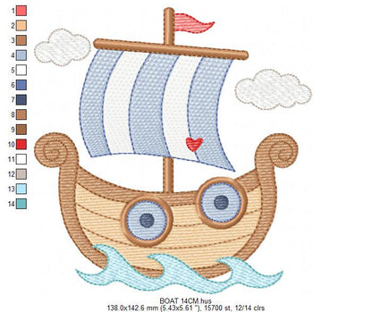 Sail Boat embroidery designs - Sailboat machine embroidery pattern - Nautical Baby boy file - Instant digital download pes jef dst hus vp3 (Copy) Marcia Embroidery