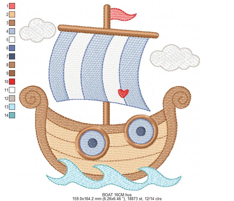 Sail Boat embroidery designs - Sailboat machine embroidery pattern - Nautical Baby boy file - Instant digital download pes jef dst hus vp3 (Copy) Marcia Embroidery