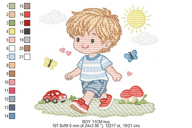 Baby Boy with toy car embroidery designs - Toddler playing machine embroidery pattern - Boy with airplane toy - Instant digital download pes (Copy) Marcia Embroidery
