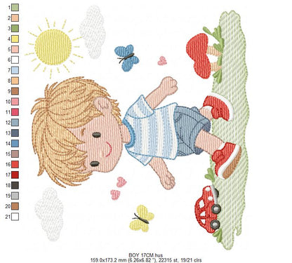 Baby Boy with toy car embroidery designs - Toddler playing machine embroidery pattern - Boy with airplane toy - Instant digital download pes (Copy) Marcia Embroidery