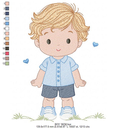 Baby Boy embroidery design - Children machine embroidery pattern - Kid Toy file - Instant digital download pes jef dst