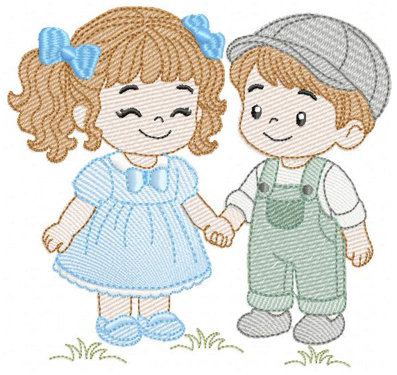 Baby boy and girl embroidery design - Brother and Sister embroidery designs machine embroidery pattern - kid embroidery file - children toddler - Digital download