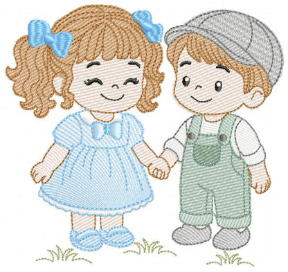 Baby boy and girl embroidery design - Brother and Sister embroidery designs machine embroidery pattern - kid embroidery file - children toddler - Digital download