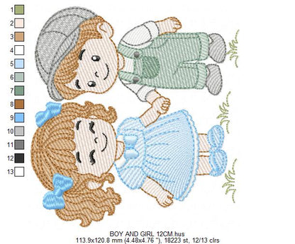 Baby boy and girl embroidery design - Brother and Sister embroidery designs machine embroidery pattern - kid embroidery file - children toddler - Digital download