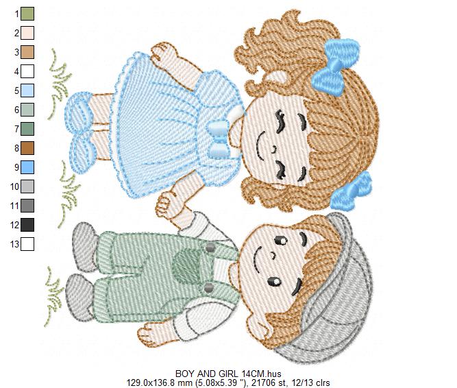 Baby boy and girl embroidery design - Brother and Sister embroidery designs machine embroidery pattern - kid embroidery file - children toddler - Digital download