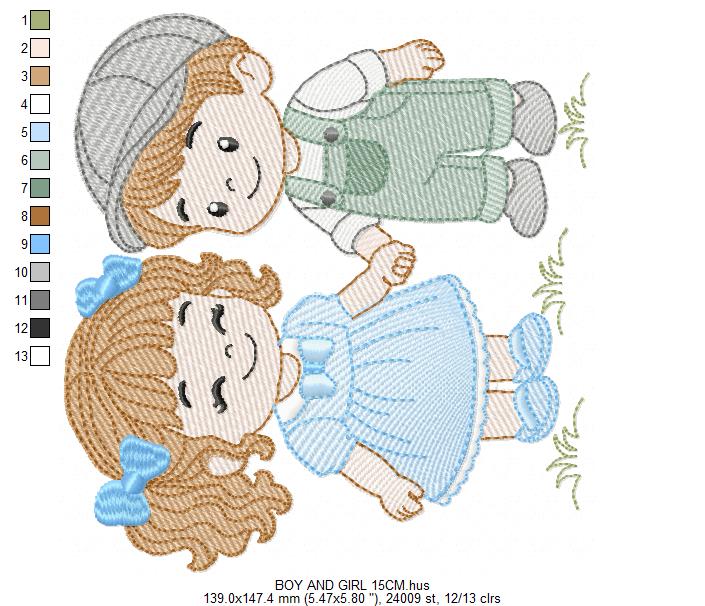 Baby boy and girl embroidery design - Brother and Sister embroidery designs machine embroidery pattern - kid embroidery file - children toddler - Digital download