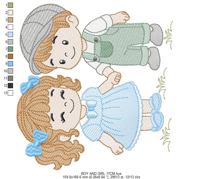 Baby boy and girl embroidery design - Brother and Sister embroidery designs machine embroidery pattern - kid embroidery file - children toddler - Digital download