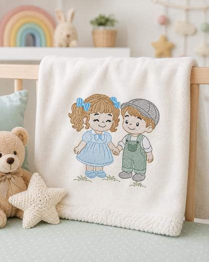 Baby boy and girl embroidery design - Brother and Sister embroidery designs machine embroidery pattern - kid embroidery file - children toddler - Digital download