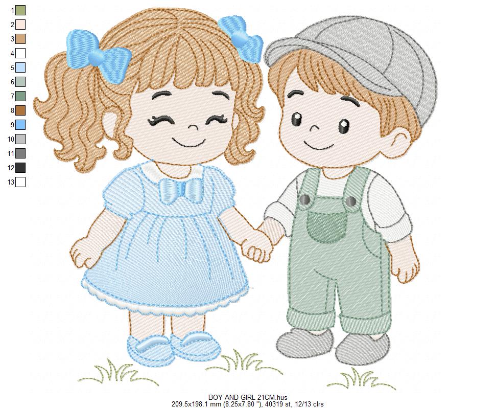 Baby boy and girl embroidery design - Brother and Sister embroidery designs machine embroidery pattern - kid embroidery file - children toddler - Digital download
