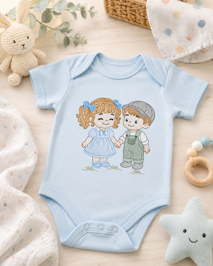 Baby boy and girl embroidery design - Brother and Sister embroidery designs machine embroidery pattern - kid embroidery file - children toddler - Digital download