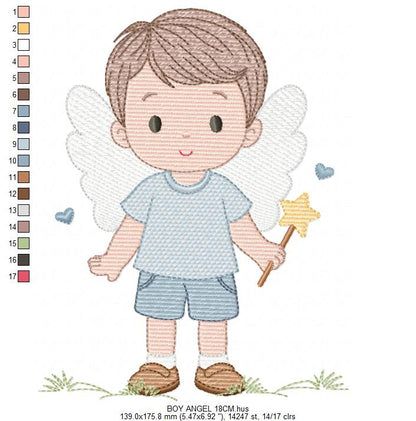 Angel embroidery designs - Baby boy embroidery design machine embroidery pattern - Boy with wings embroidery file - instant download pes (Copy) Marcia Embroidery