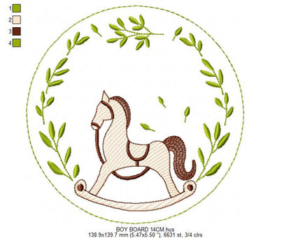 Monogram Frame embroidery design - Boy Birth Announcement machine embroidery pattern - Instant digital download pes jef