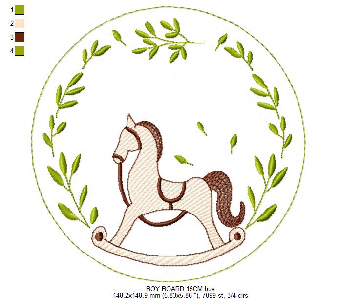 Monogram Frame embroidery design - Boy Birth Announcement machine embroidery pattern - Instant digital download pes jef