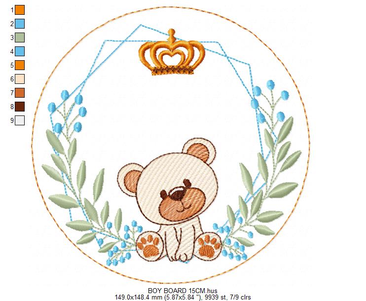 Monogram Frame embroidery design - Boy Birth Announcement machine embroidery pattern - Instant digital download pes jef