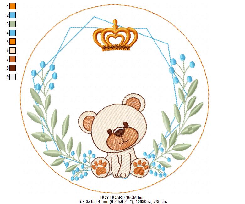Monogram Frame embroidery design - Boy Birth Announcement machine embroidery pattern - Instant digital download pes jef