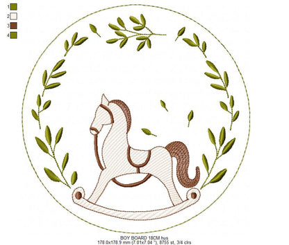 Monogram Frame embroidery design - Boy Birth Announcement machine embroidery pattern - Instant digital download pes jef