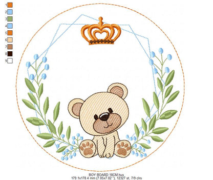 Monogram Frame embroidery design - Boy Birth Announcement machine embroidery pattern - Instant digital download pes jef