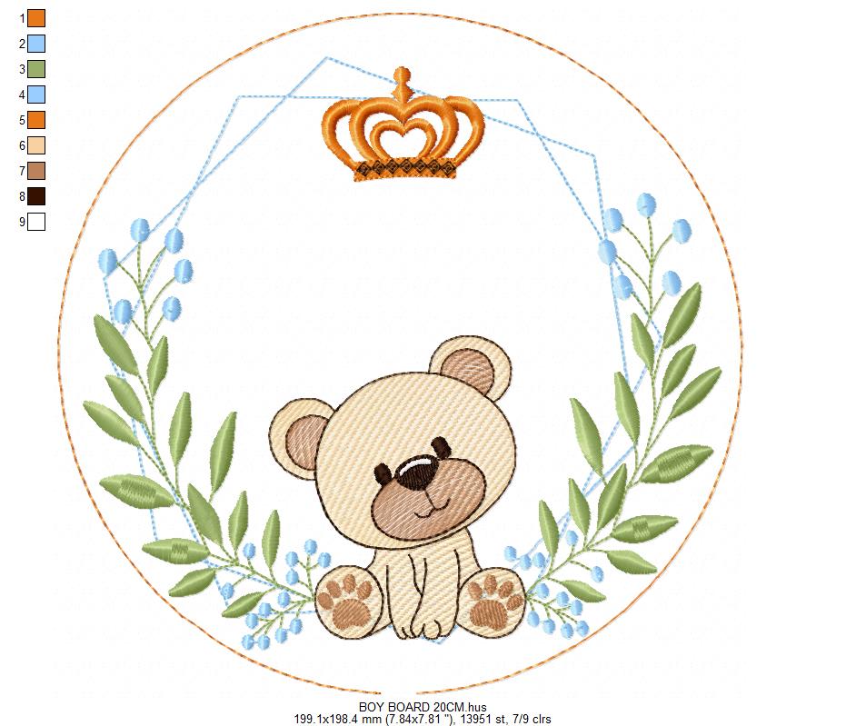 Monogram Frame embroidery design - Boy Birth Announcement machine embroidery pattern - Instant digital download pes jef