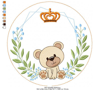 Monogram Frame embroidery design - Boy Birth Announcement machine embroidery pattern - Instant digital download pes jef