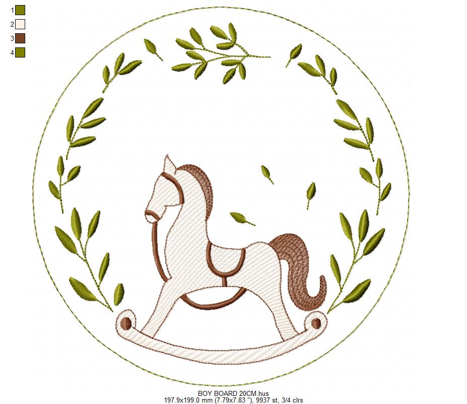 Monogram Frame embroidery design - Boy Birth Announcement machine embroidery pattern - Instant digital download pes jef