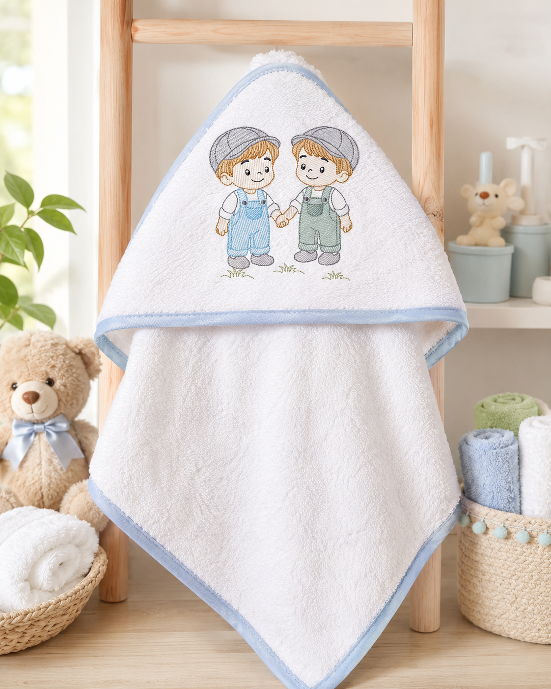 Baby boy brothers embroidery design - Toddlers machine embroidery pattern - kid embroidery file - Digital Download