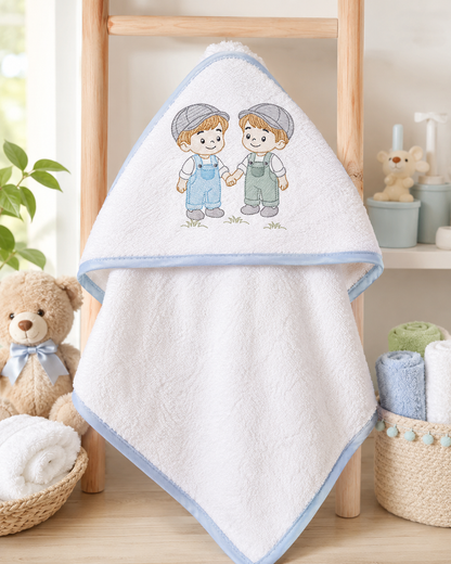 Baby boy brothers embroidery design - Toddlers machine embroidery pattern - kid embroidery file - Digital Download
