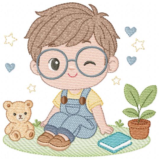 Girl with glasses embroidery designs - Teenager embroidery design machine embroidery pattern - Girl with wavy hair embroidery file download (Copy) Marcia Embroidery