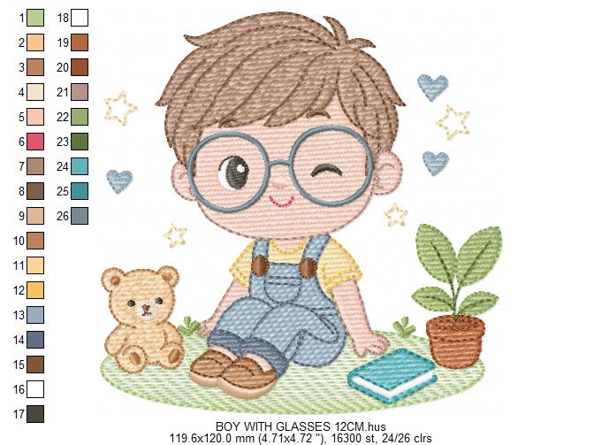 Girl with glasses embroidery designs - Teenager embroidery design machine embroidery pattern - Girl with wavy hair embroidery file download (Copy) Marcia Embroidery