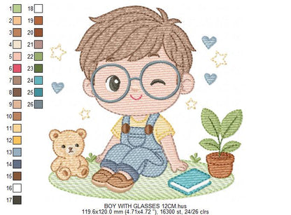 Girl with glasses embroidery designs - Teenager embroidery design machine embroidery pattern - Girl with wavy hair embroidery file download (Copy) Marcia Embroidery