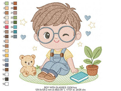 Girl with glasses embroidery designs - Teenager embroidery design machine embroidery pattern - Girl with wavy hair embroidery file download (Copy) Marcia Embroidery