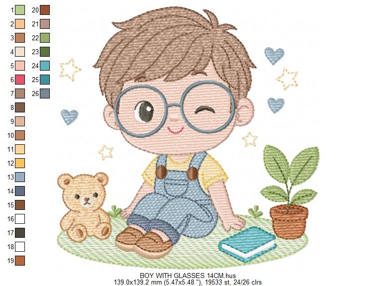 Girl with glasses embroidery designs - Teenager embroidery design machine embroidery pattern - Girl with wavy hair embroidery file download (Copy) Marcia Embroidery