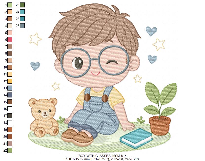 Girl with glasses embroidery designs - Teenager embroidery design machine embroidery pattern - Girl with wavy hair embroidery file download (Copy) Marcia Embroidery