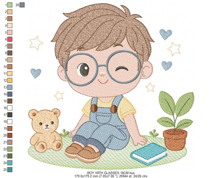 Girl with glasses embroidery designs - Teenager embroidery design machine embroidery pattern - Girl with wavy hair embroidery file download (Copy) Marcia Embroidery