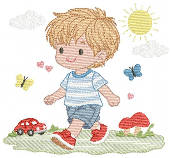 Baby Boy with toy car embroidery designs - Toddler playing machine embroidery pattern - Boy with airplane toy - Instant digital download pes (Copy) Marcia Embroidery