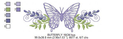 Butterfly embroidery design - Delicate butterfly with laurel frame machine embroidery pattern - Baby Girl file - Instant digital download pes jef dst (Copy) (Copy) Marcia Embroidery