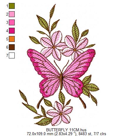 Butterfly embroidery design - Delicate butterfly with flowers machine embroidery pattern - Baby Girl file - Instant digital download pes (Copy) Marcia Embroidery