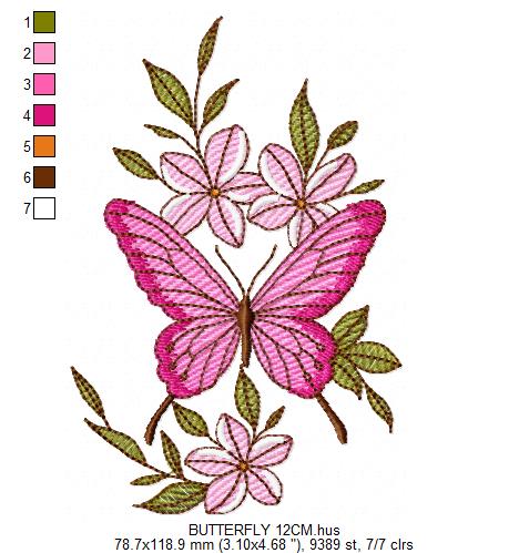 Butterfly embroidery design - Delicate butterfly with flowers machine embroidery pattern - Baby Girl file - Instant digital download pes (Copy) Marcia Embroidery